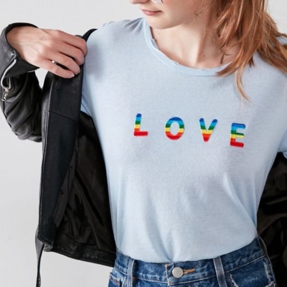 Urban Outfitters Tops - Private Party | Distressed Rainbow Pride LOVE Tee